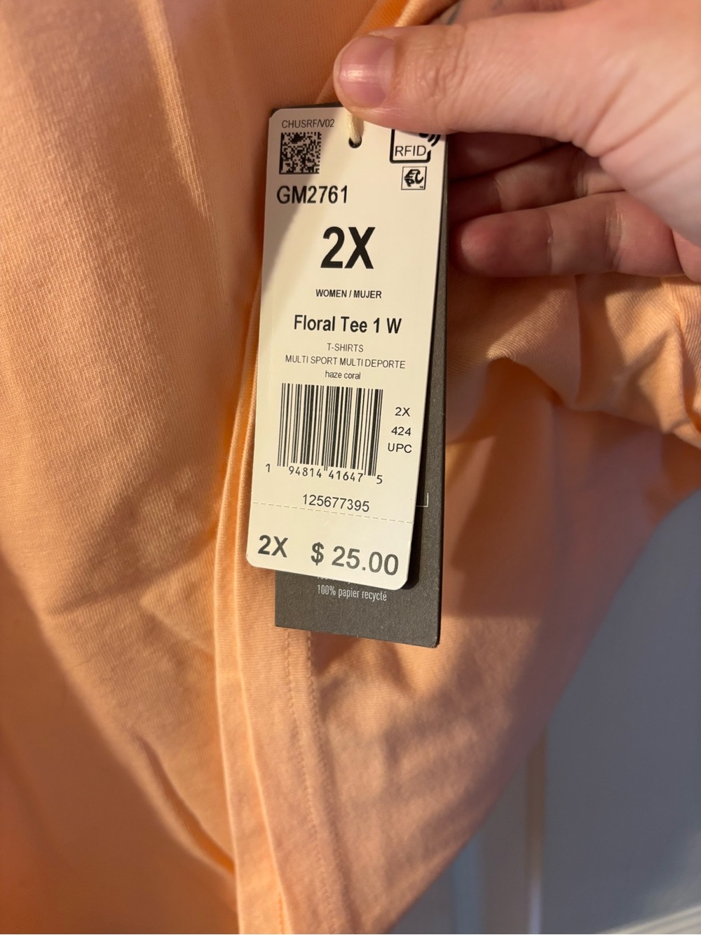 adidas Peach Floral Logo T-Shirt - Picture 2 of 3